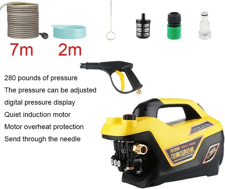 کارواش قابل تنظیم با قابلیت تنظیم فشار، تفنگی آب، دستگاه تمیز کننده پرقدرت، برس دستی، پمپ آب، کارواش قابل حمل (رنگ: پکیج 3، سایز: نوع)