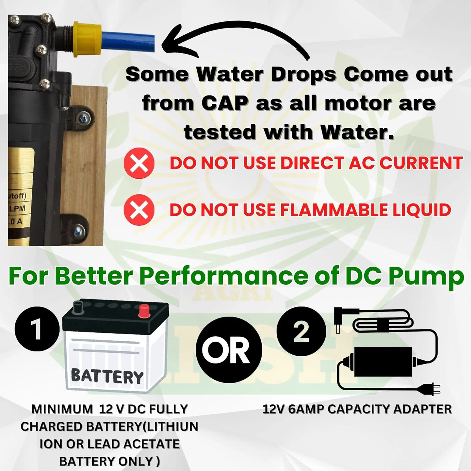 موتور سمپاش باتری پمپ آب 12 ولت DC آگریانش، دوگانه با عملکرد بالا 220 Psi، مورد استفاده برای سمپاشی کشاورزی، شستشوی ماشین و موتور، ضدعفونی کردن، تمیز کردن کولر، باغبانی، مشکی
