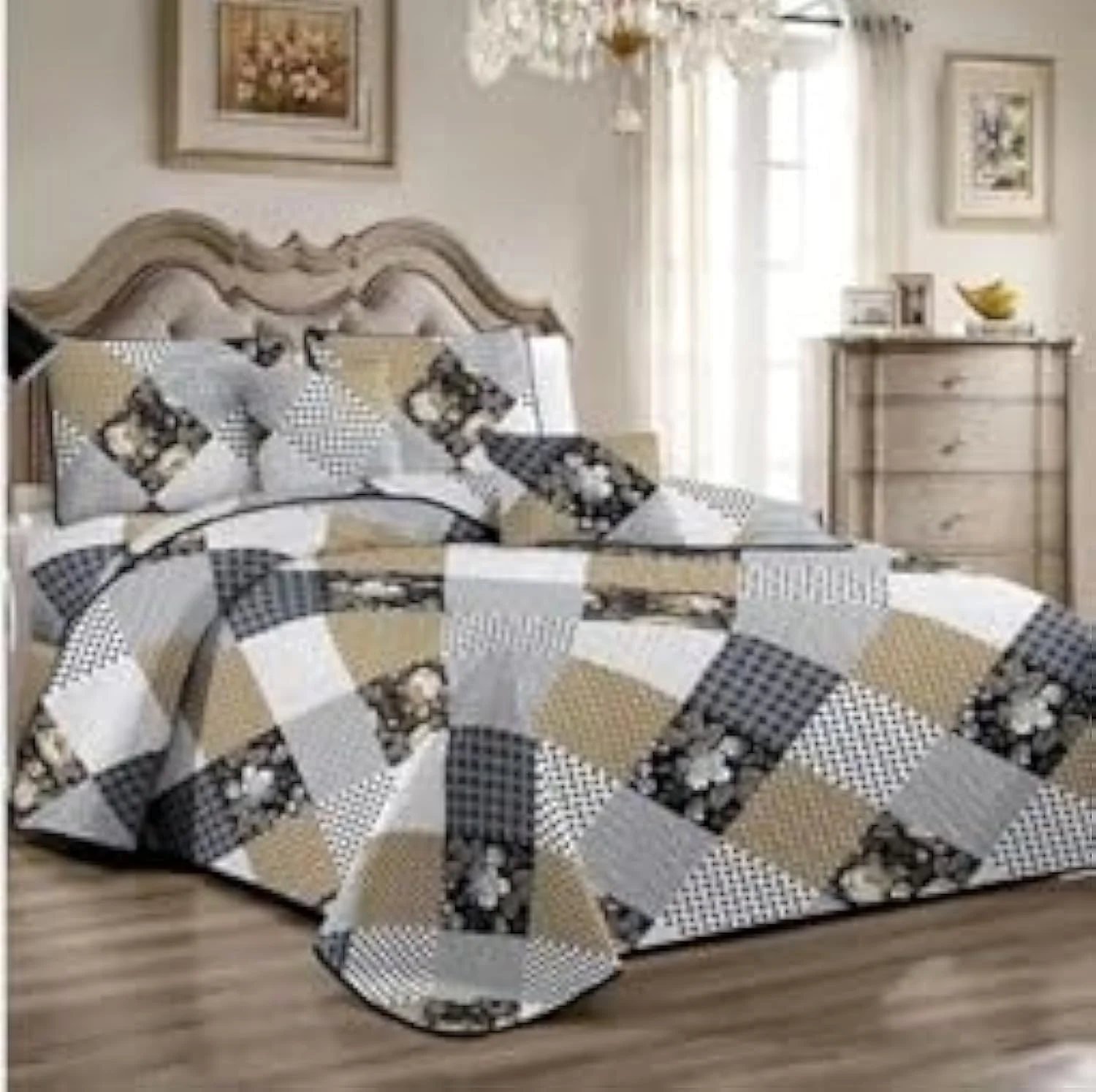 روتختی کینگ سایز 6 تکه Anglome Bedding مدل Ultrasonic - ست میکروفایبر فوق العاده نرم برس خورده - 1 روتختی (220x240 سانتی متر)، 1 ملحفه کش دار (180x200 سانتی متر)، 2 روبالشی (50x75 سانتی متر)، 2 شمس (50x75 سانتی متر)