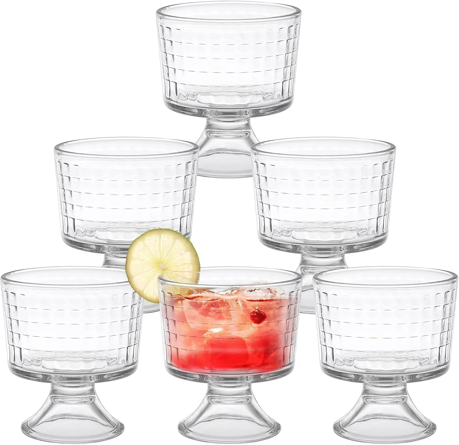 کاسه/فنجان دسر شیشه ای، کاسه دسر پایه دار زیبا 300 میلی لیتری برای بستنی، ترایفل، پودینگ میوه، سالاد میان وعده، میلک شیک، نوشیدنی های ساندا (بسته 6 عددی)