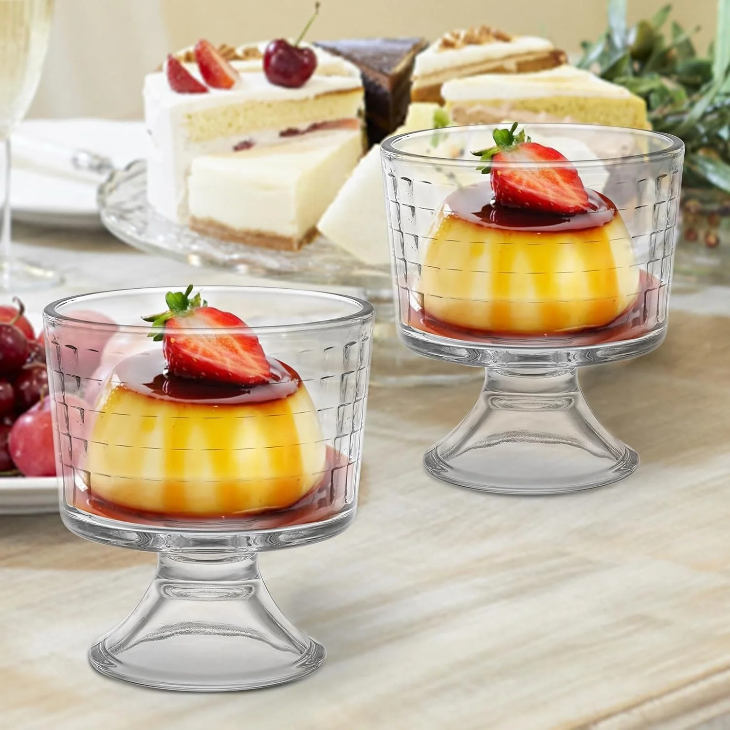 کاسه/فنجان دسر شیشه ای، کاسه دسر پایه دار زیبا 300 میلی لیتری برای بستنی، ترایفل، پودینگ میوه، سالاد میان وعده، میلک شیک، نوشیدنی های ساندا (بسته 6 عددی)
