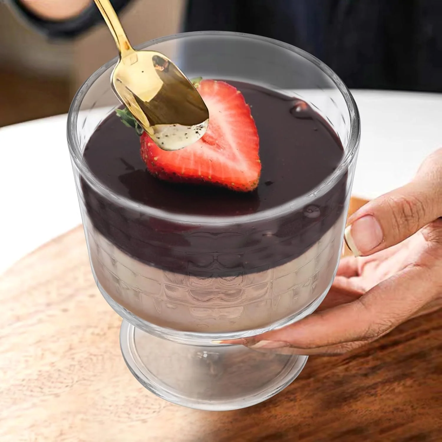 کاسه/فنجان دسر شیشه ای، کاسه دسر پایه دار زیبا 300 میلی لیتری برای بستنی، ترایفل، پودینگ میوه، سالاد میان وعده، میلک شیک، نوشیدنی های ساندا (بسته 6 عددی)