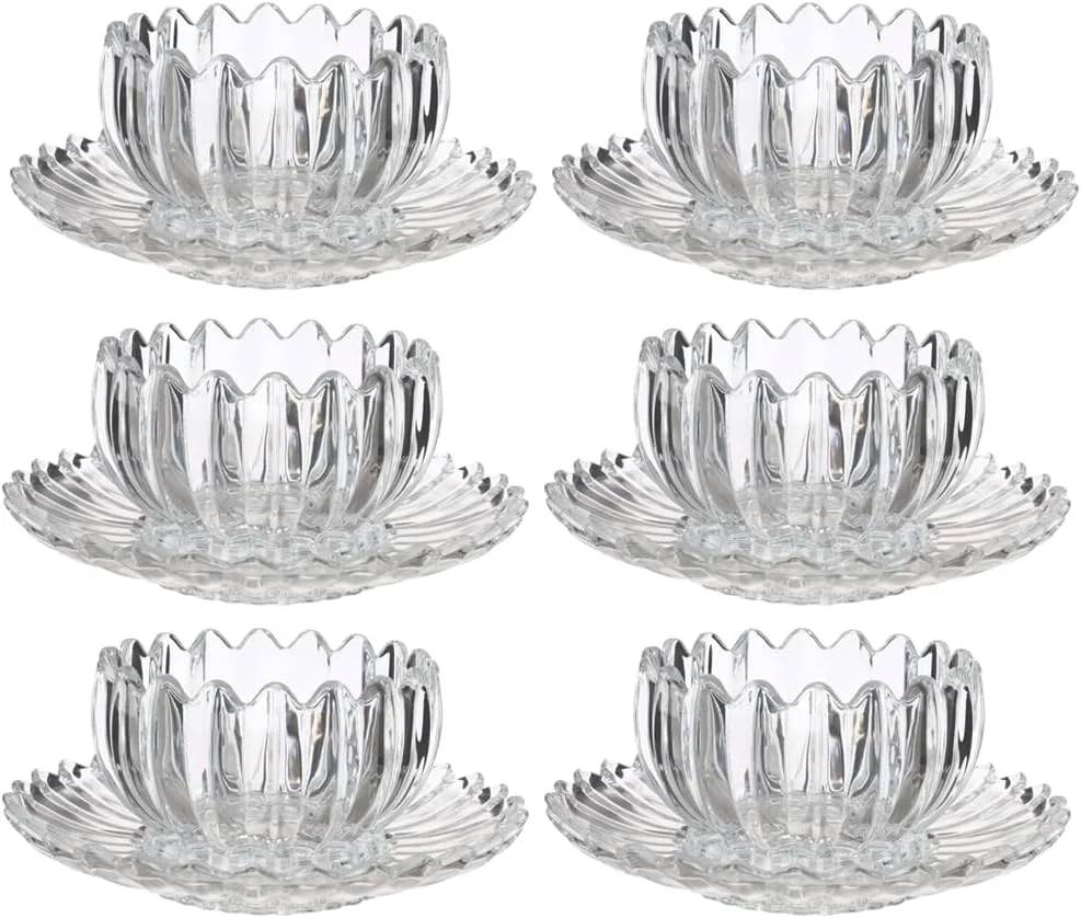 Ice Cream Bowls, Set of 6, Clear Glass Dessert Cups With Saucer, Parfait Appetizer Cups, Footed Ice Cream Bowls for Dessert, Sundae, Ice Cream, Salad, Condiment, Trifle, Puddings,