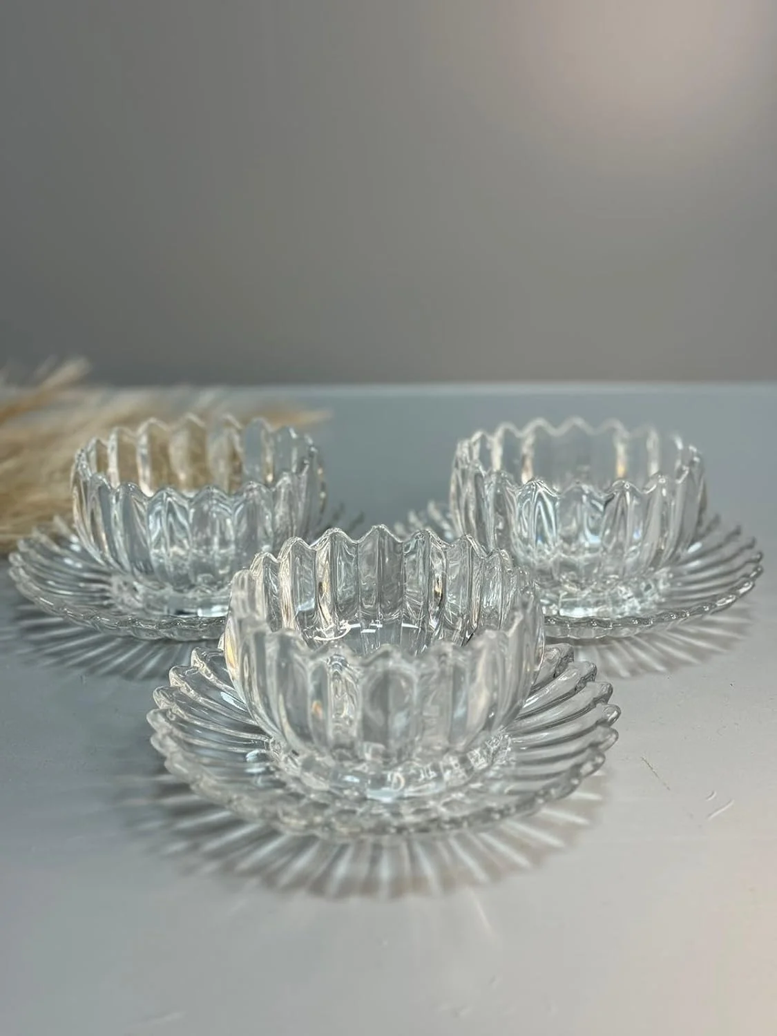 Ice Cream Bowls, Set of 6, Clear Glass Dessert Cups With Saucer, Parfait Appetizer Cups, Footed Ice Cream Bowls for Dessert, Sundae, Ice Cream, Salad, Condiment, Trifle, Puddings,