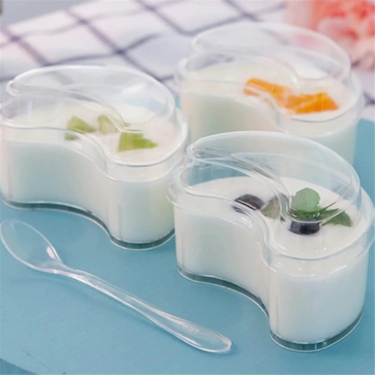 DHXYZM Dessert Cups 125ml Disposable Plastic Tableware Dessert Bowl for Party Wedding for Weddings Receptions (Color : Clear, Size : One size)