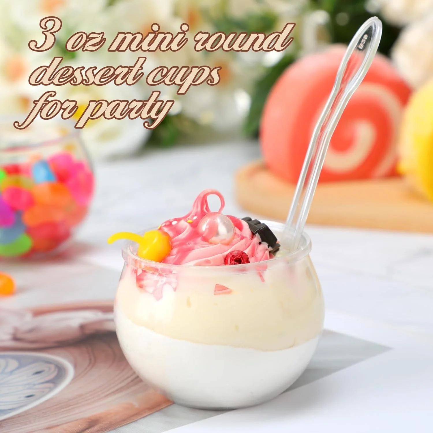 ظروف دسر مینی با قاشق، ظروف پیش غذای پلاستیکی شفاف، کاسه های دسر گرد مینی، کاسه های سالاد بستنی یکبار مصرف برای سرو، عروسی، تولد، کیک، 50 ست 77 میلی لیتر ظروف دسر مینی با قاشق، ظروف پیش غذای پلاستیکی شفاف، کاسه های دسر گرد مینی، کاسه های سالاد بستنی یکبار مصرف برای سرو، عروسی، تولد، کیک، 50 ست 77 میلی لیتر