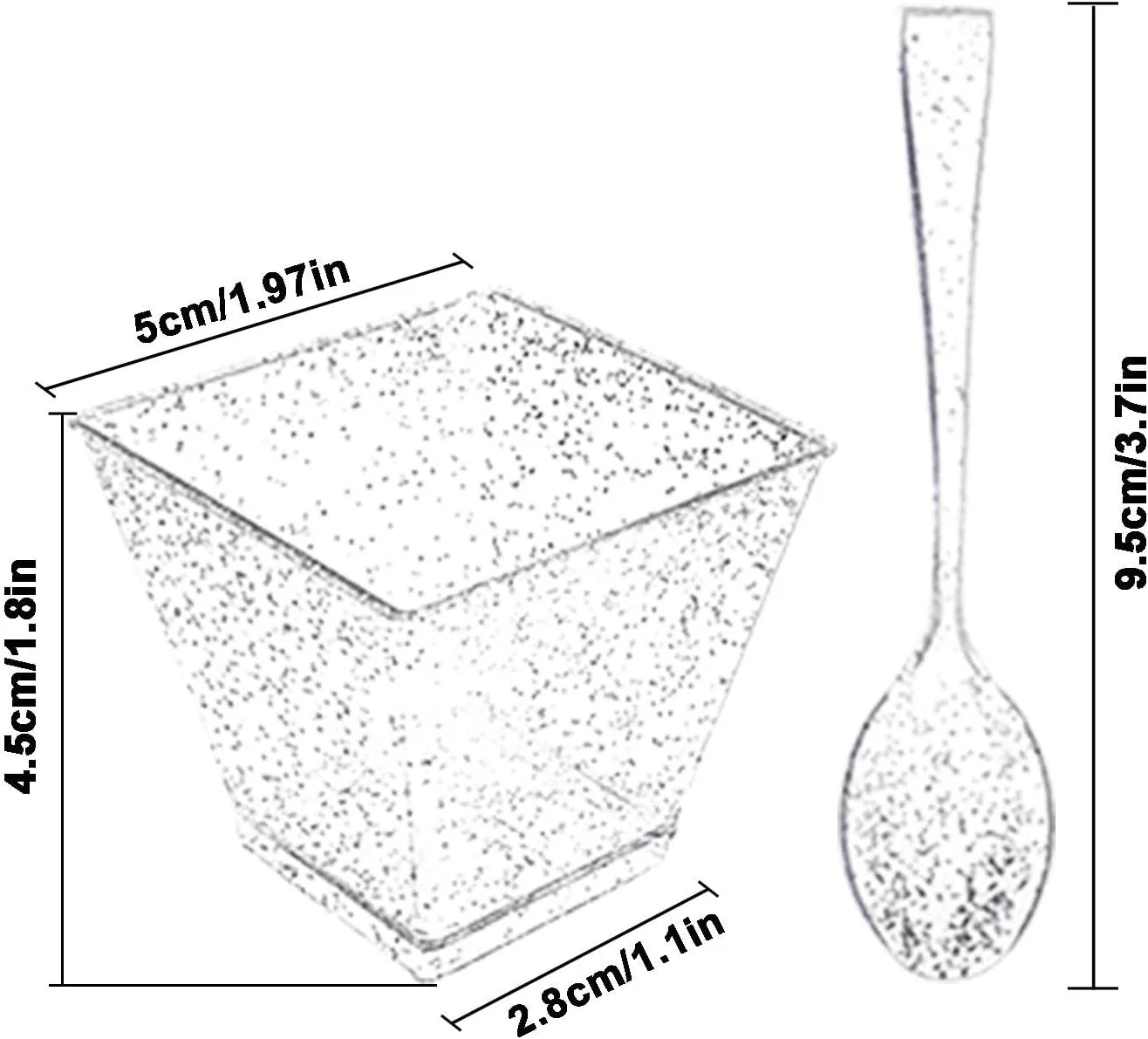 ظروف دسر مینی با قاشق | ظروف دسر مربعی کریستالی، کاسه دسر اکلیلی طلایی نقره ای برای دسر مهمانی، پیش غذا، میوه، پارفه، ترایفل، موس، پودینگ