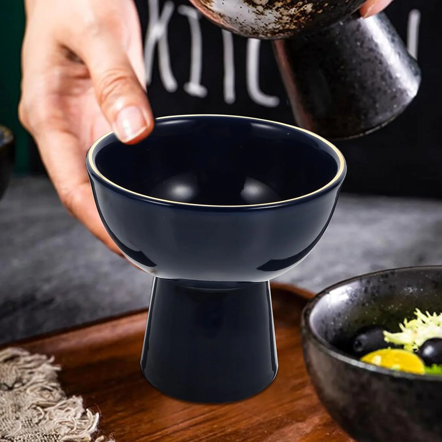 کاسه دسر بستنی، فنجان دسر سرامیکی، فنجان سرو دسر پایه دار، کاسه ماست، کاسه میوه بستنی آبی