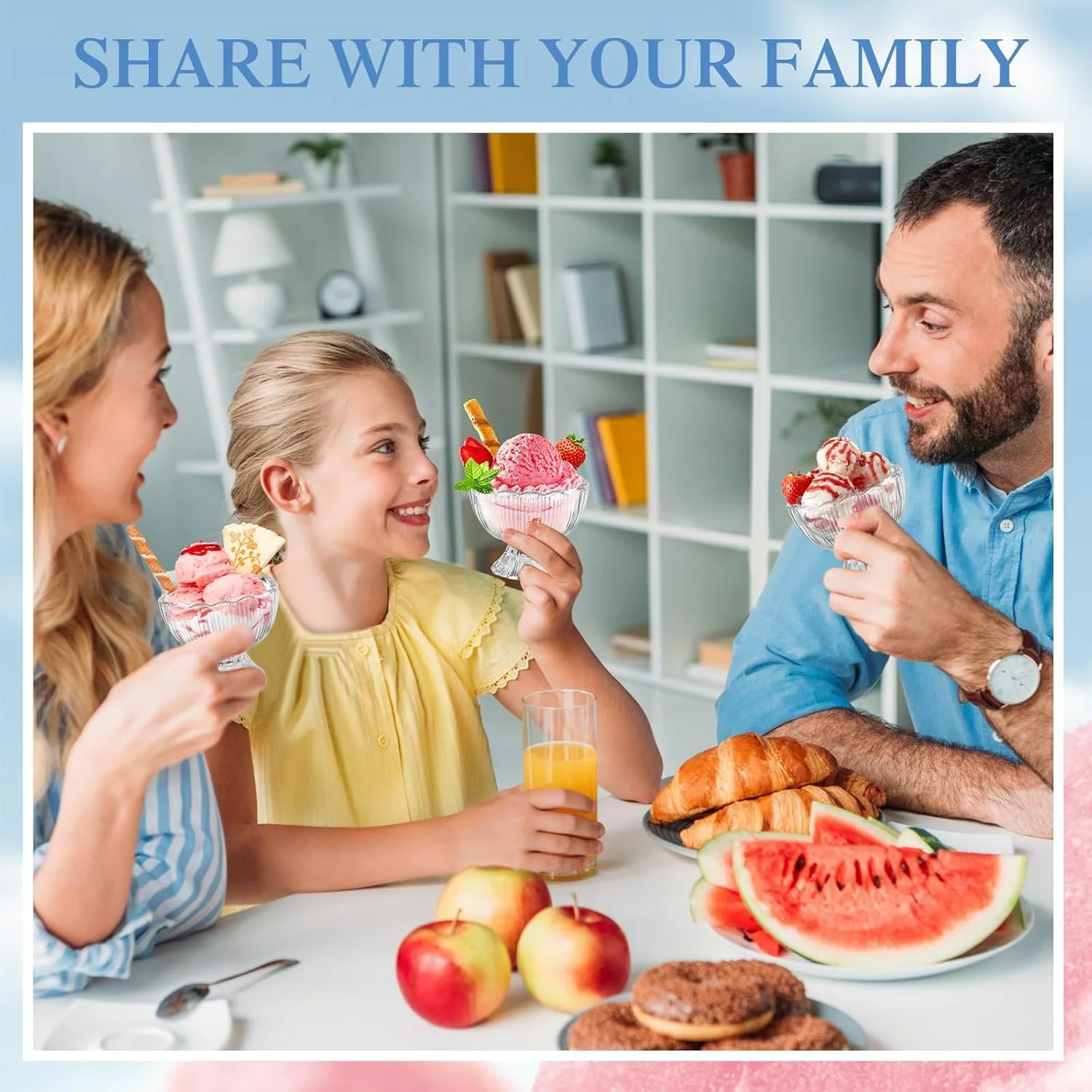 ظروف بستنی، ظروف دسر شیشه ای 150 میلی لیتری پایه دار، فنجان های دسر شفاف برای سالاد میوه، میلک شیک، بستنی، تنقلات، چاشنی، مهمانی، 9 عدد