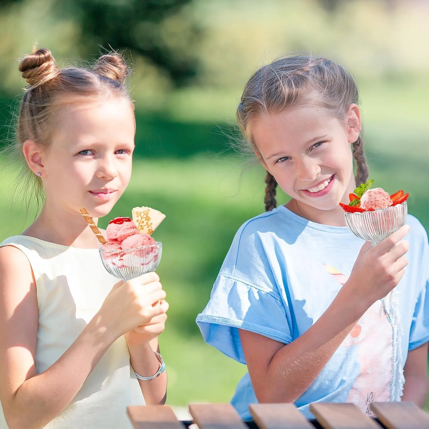 ظروف بستنی، ظروف دسر شیشه ای 150 میلی لیتری پایه دار، فنجان های دسر شفاف برای سالاد میوه، میلک شیک، بستنی، تنقلات، چاشنی، مهمانی، 9 عدد