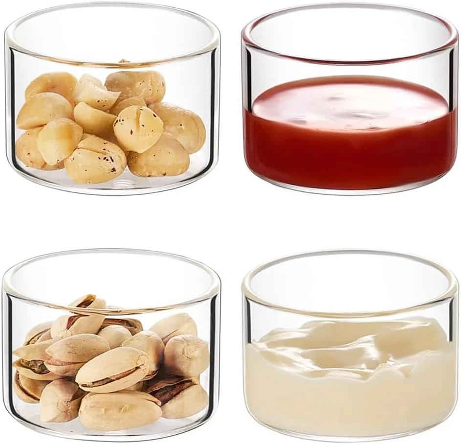 ست 4 تایی کاسه دسر، کاسه های شیشه ای پودینگ، ظروف پخت دسر، ظروف پخت پودینگ کاراملی، فنجان های دیپینگ، ظروف پخت بادوام، قابل استفاده در فر، برای کاپ کیک، پودینگ، تنقلات، ماست، پارفه، میوه، موس