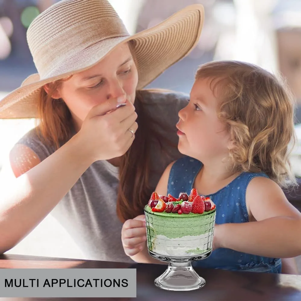 ظروف دسر شیشه ای، فنجان های پایه دار شیشه ای تریفل 300 میلی لیتری، کاسه های بستنی شیشه ای قدیمی برای دسر، بستنی، سالاد میوه، اسنک، چاشنی کوکتل، 6 عدد