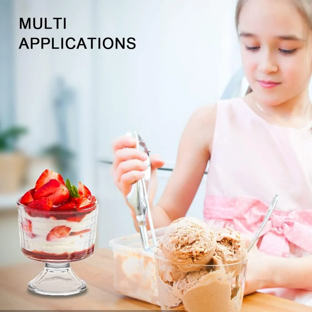 ظروف دسر شیشه ای، فنجان های پایه دار شیشه ای تریفل 300 میلی لیتری، کاسه های بستنی شیشه ای قدیمی برای دسر، بستنی، سالاد میوه، اسنک، چاشنی کوکتل، 6 عدد