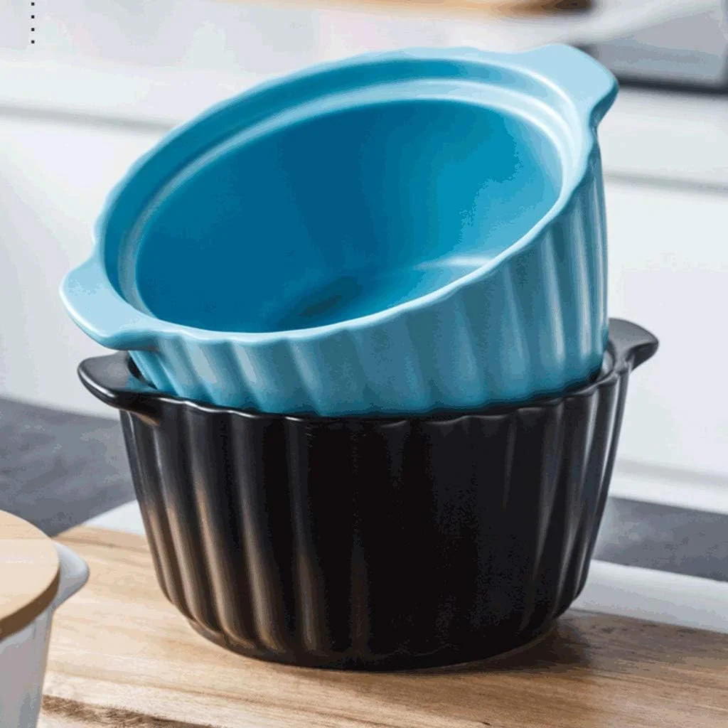 کاسه پخت و پز XRTLYH با دو گوش، کاسه دسر، کاسه سوپ، کاسه تخم مرغ بخارپز سرامیکی مقاوم در برابر درجه حرارت بالا (رنگ: مشکی) کاسه پخت و پز XRTLYH با دو گوش، کاسه دسر، کاسه سوپ، کاسه تخم مرغ بخارپز سرامیکی مقاوم در برابر درجه حرارت بالا (رنگ: مشکی)