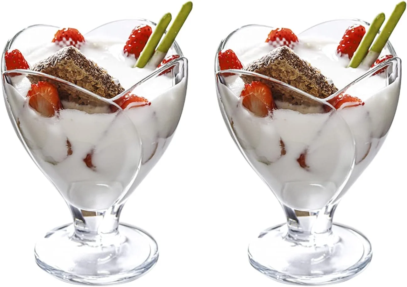 جام دسر شیشه ای، کاسه دسر بستنی خوری، فنجان پیش غذا، کاسه بستنی، فنجان کوکتل، لوازم جشن تولد و عروسی، فنجان بستنی (اندازه: 2 عدد)
