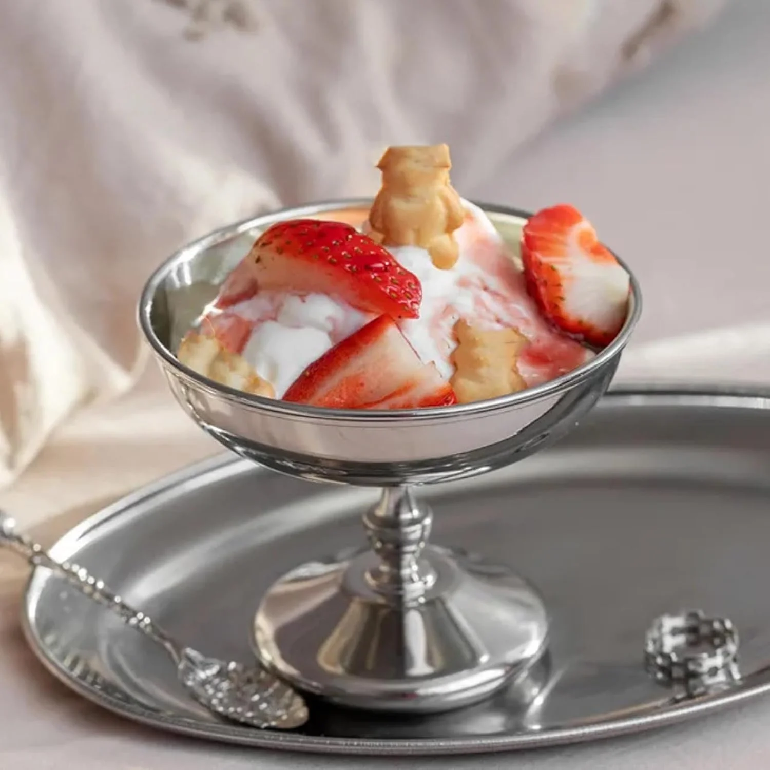 ظروف بستنی دپیسوتا، جام دسر پایه دار استیل ضد زنگ، کاسه دسر قابل استفاده مجدد، کاسه بستنی، کاسه سرو دسر پایه دار، ظرف میان وعده برای ماست، بستنی، پودینگ