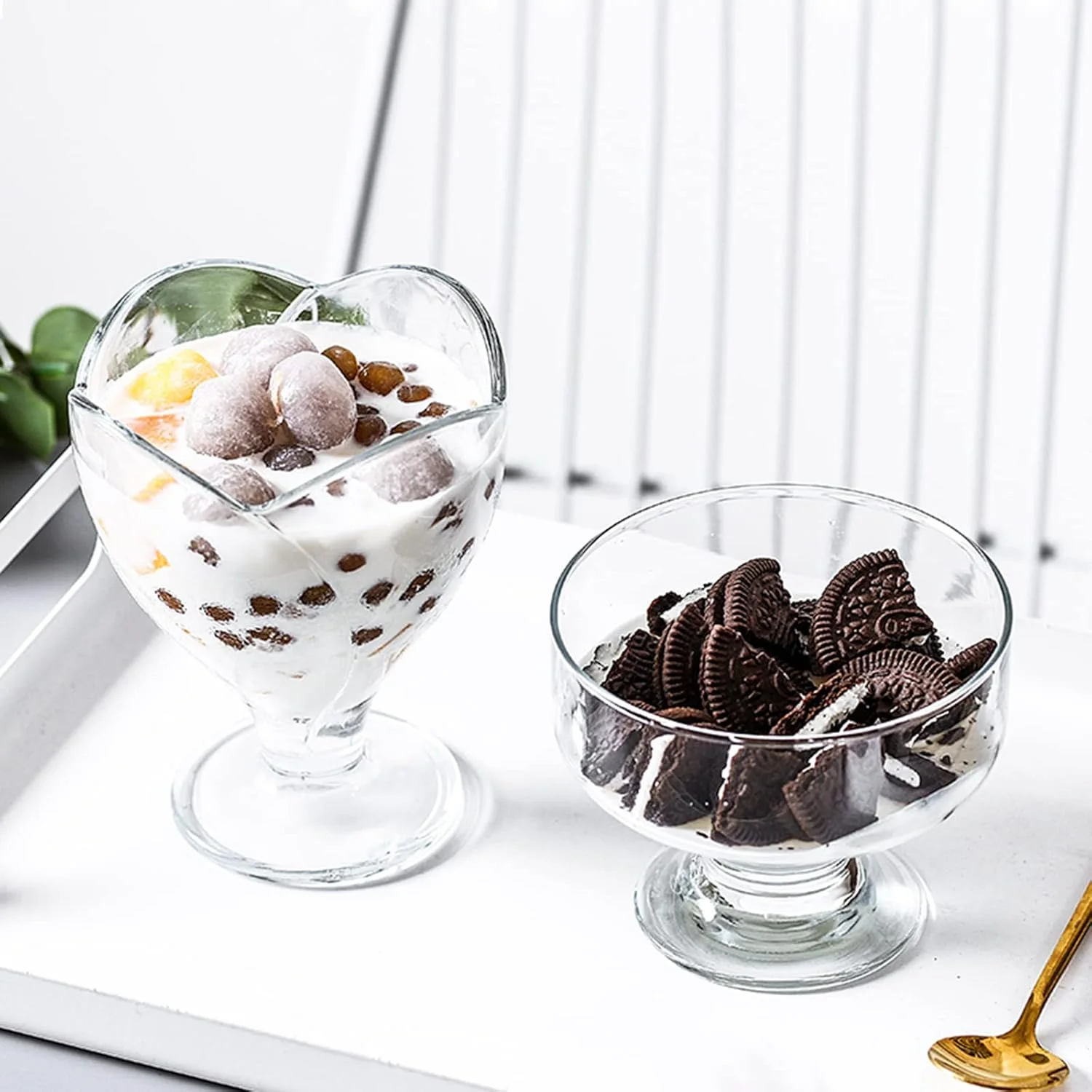 جام دسر شیشه ای، کاسه دسر بستنی خوری، فنجان پیش غذا، کاسه بستنی، فنجان کوکتل، لوازم جشن تولد و عروسی، فنجان بستنی (اندازه: 2 عدد)