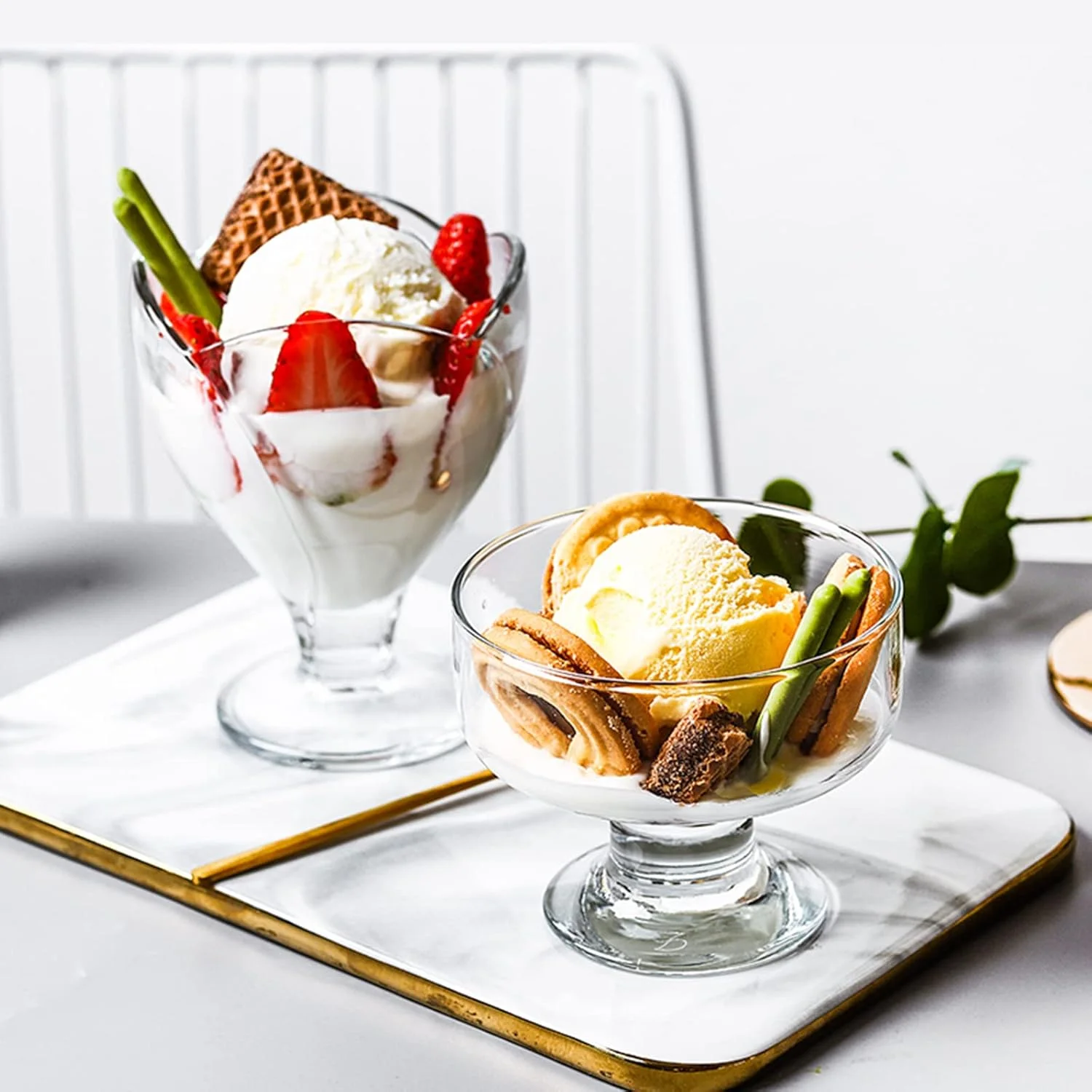 جام دسر شیشه ای، کاسه دسر بستنی خوری، فنجان پیش غذا، کاسه بستنی، فنجان کوکتل، لوازم جشن تولد و عروسی، فنجان بستنی (اندازه: 2 عدد)