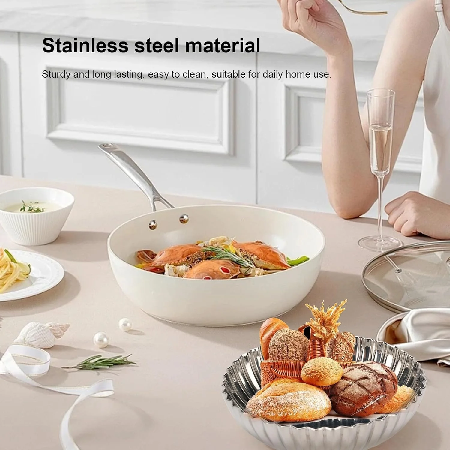 Depisuta Stainless Steel Ice Cream Bowl, Reusable Dessert Bowl Elegant Salad Dessert Holder for Salad Fruit Pudding Yogurt, Multi Functional Use (S 23 Inch)