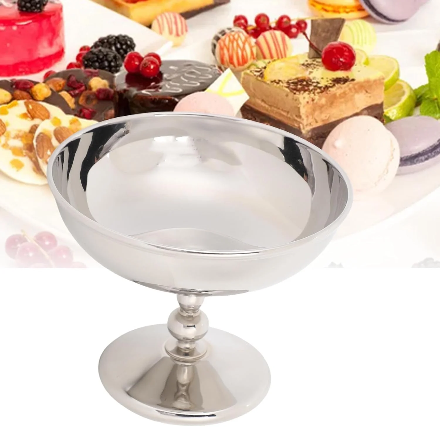 ظروف بستنی دپیسوتا، جام دسر پایه دار استیل ضد زنگ، کاسه دسر قابل استفاده مجدد، کاسه بستنی، کاسه سرو دسر پایه دار، ظرف میان وعده برای ماست، بستنی، پودینگ