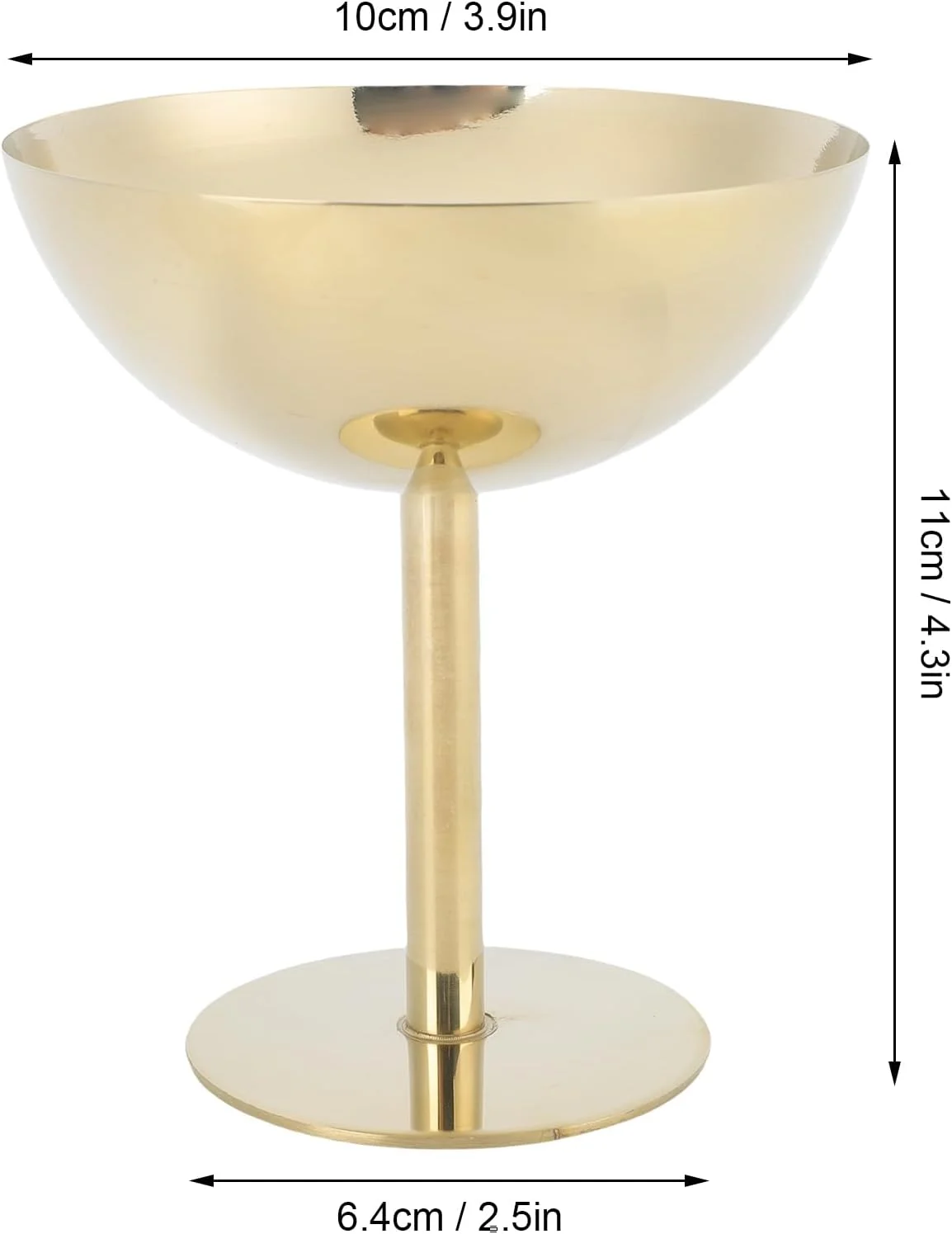 جام بستنی دپیسوتا، کاسه دسر پایه دار استیل، کاسه کوچک و گرد زیبا برای دسر، ماست، سالاد میوه، پودینگ، جشن تولد (طلایی) (بلند)