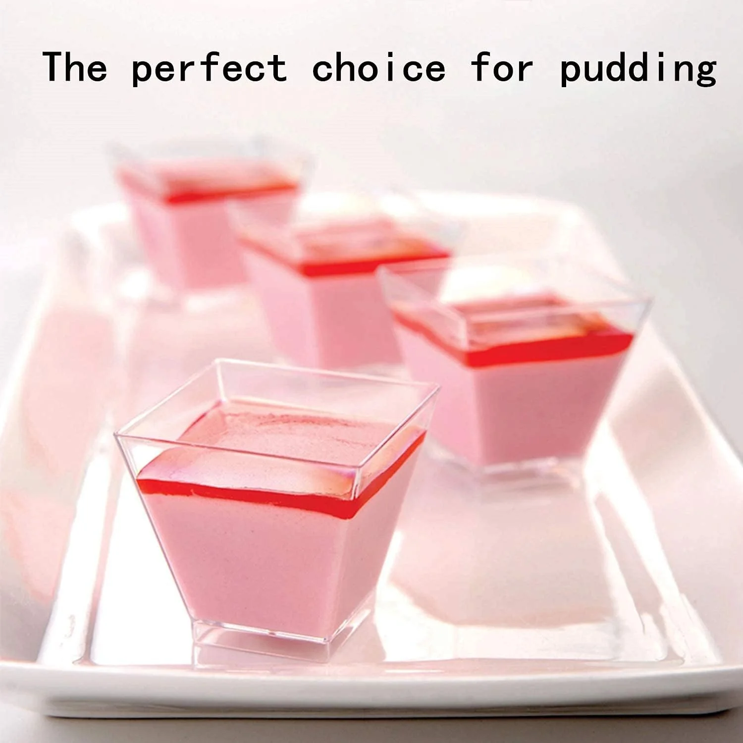 بسته 50 عددی مینی فنجان دسر، فنجان پیش غذای کوچک رستورانی قابل استفاده مجدد، کاسه دسر با قاشق برای خانه، مهمانی، هتل، ضیافت 2oz (50ml)