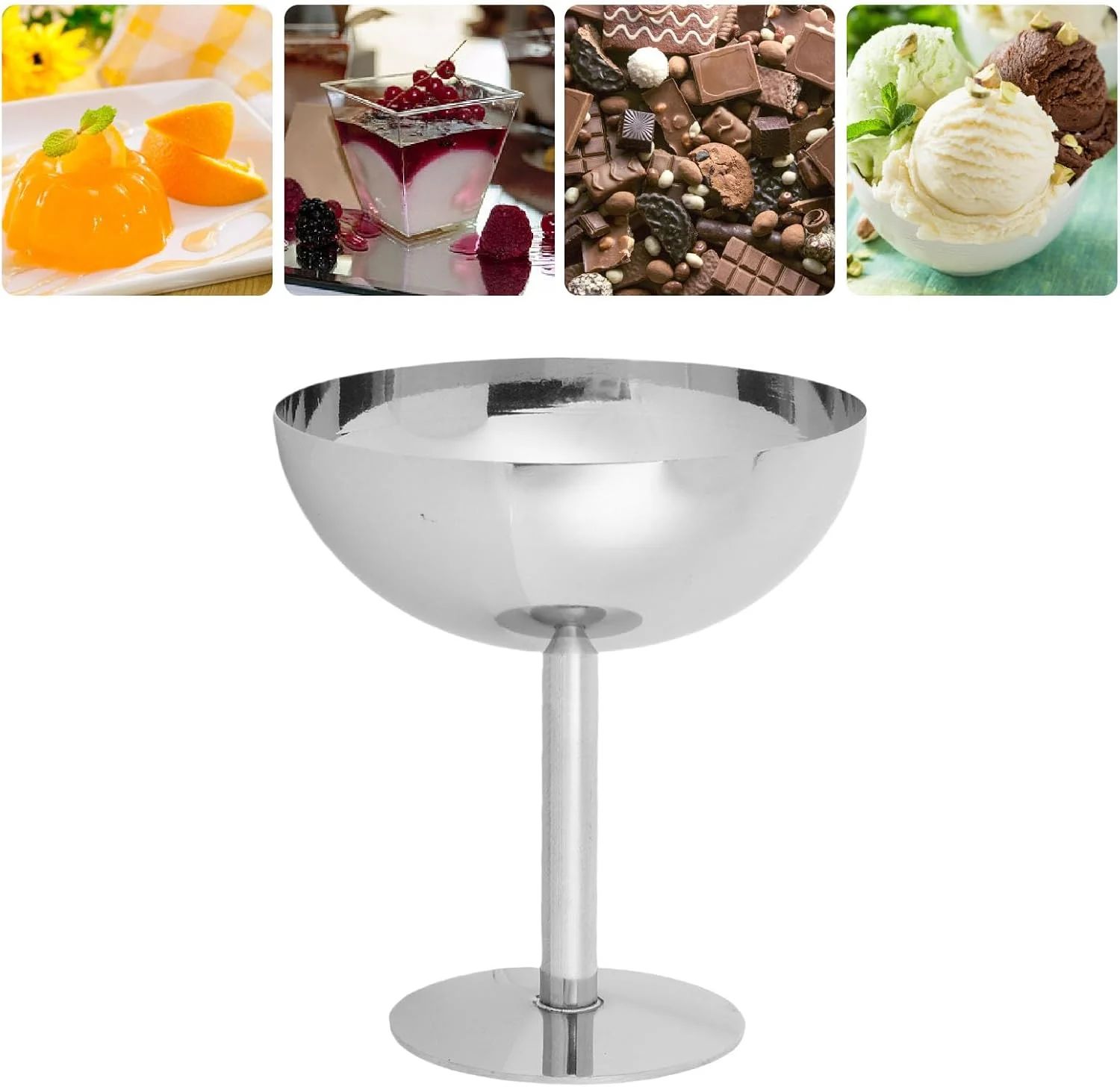 ظرف دسر Depisuta، جام پودینگ استیل ضد زنگ 304، نگهدارنده دسر سالاد قابل استفاده مجدد، برای بستنی، تنقلات، موس، پودینگ، میوه ها، سالاد، منزل، هتل، رستوران، مهمانی (بلند)