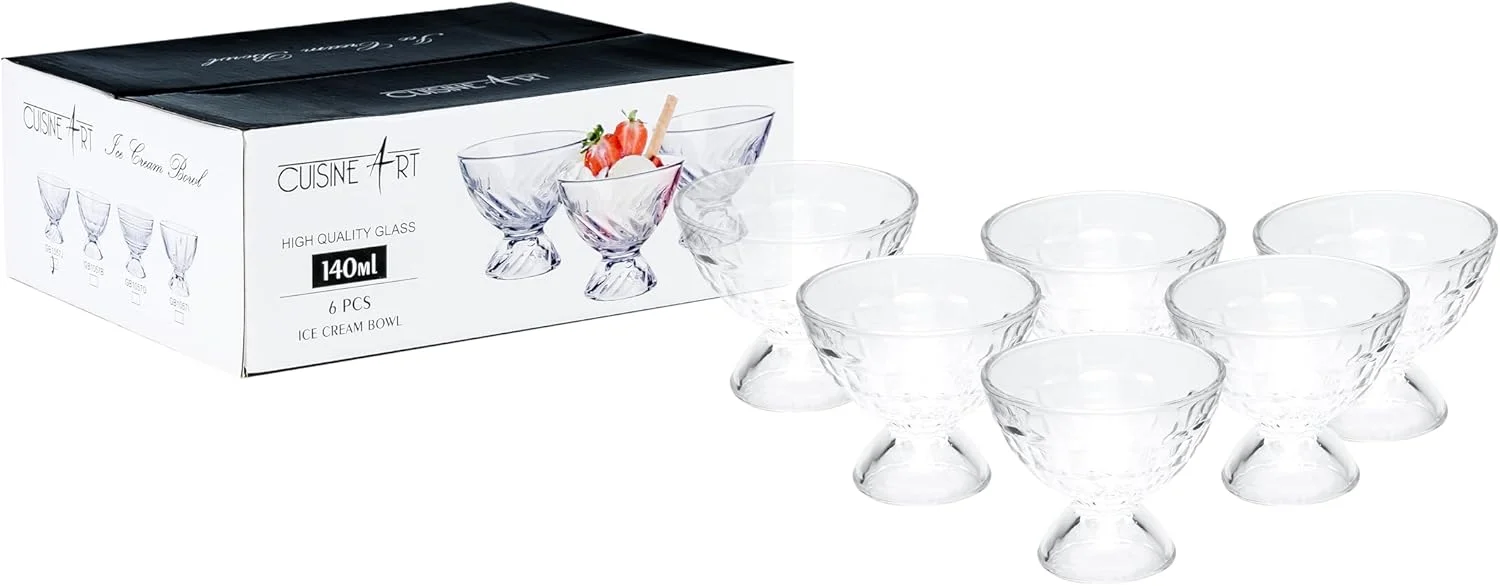 کاسه دسر شیشه ای Cuisine Art، 140 میلی لیتر - B، شفاف، 6 عدد