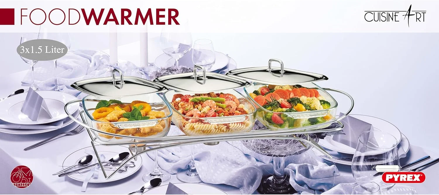 گرم نگهدارنده استیل غذا Cuisine Art Abra - ظرفیت 3 عدد 1.5 لیتری - سهولت گرم کردن جمع و جور سه گانه
