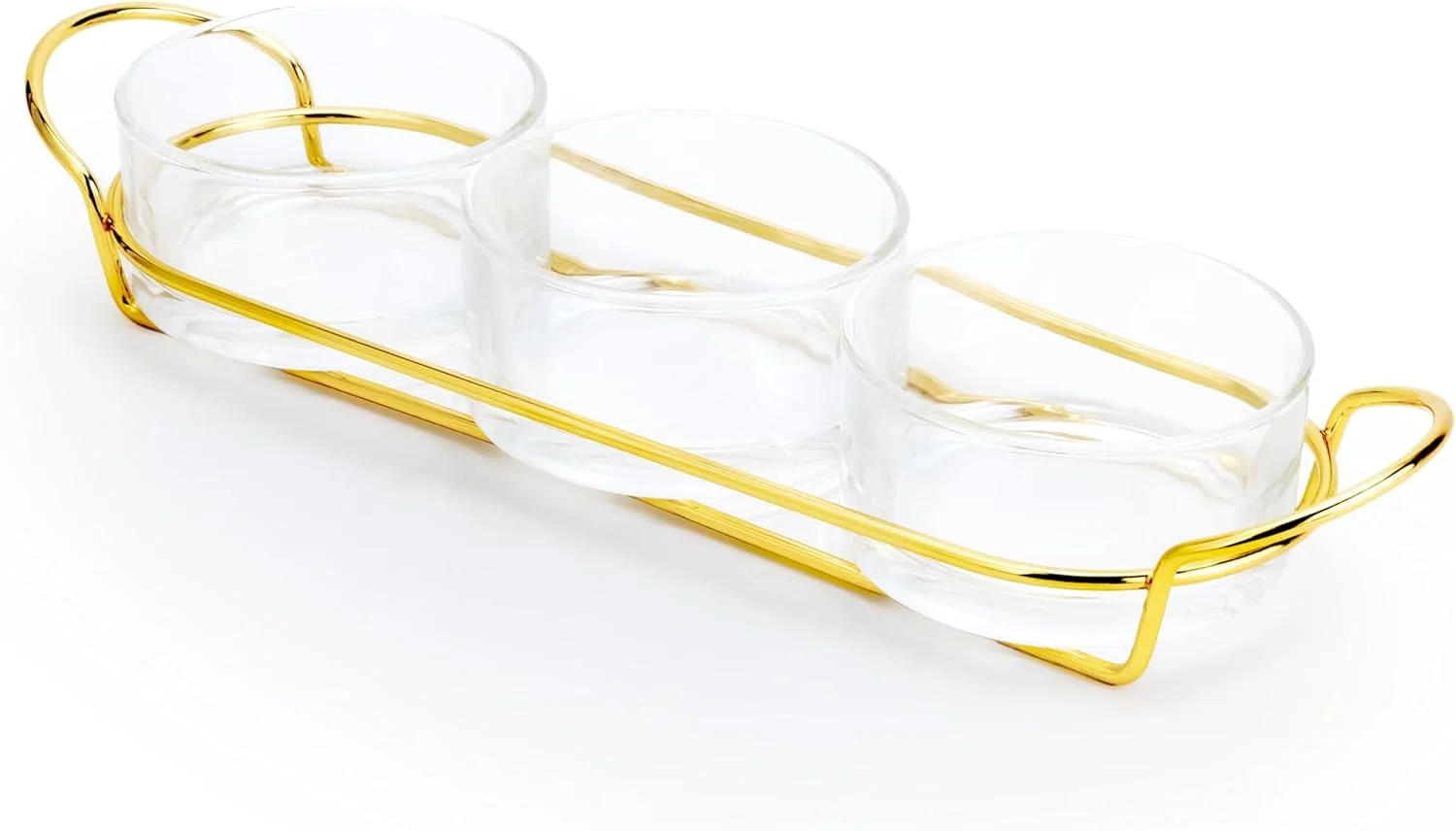 ست دسر خوری شیشه ای طلایی Cuisine Art با پایه فلزی شیک - مجموعه سرو 4 تکه لوازم مهمانی