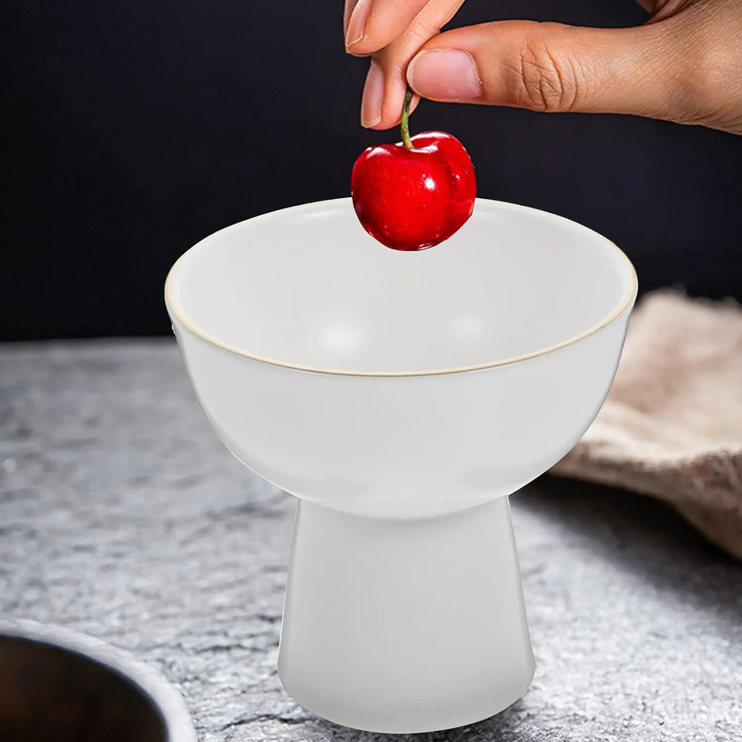 کاسه های دسر بستنی، فنجان های دسر سرامیکی، فنجان های سرو تست سه لایه پایه دار، کاسه میوه بستنی دسر ماست سفید