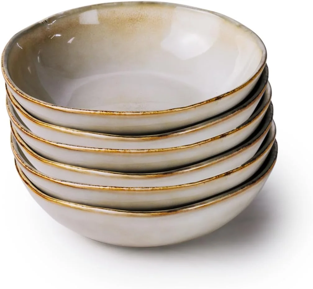 کاسه سنگی 18 سانتی متری Cuisine Art Jamie Collection، قهوه ای || طراحی شیک و بادوام برای سرو یا استفاده روزمره (ست 6 عددی)