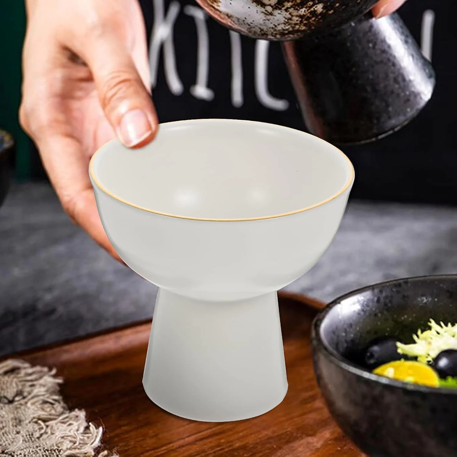 کاسه های دسر بستنی، فنجان های دسر سرامیکی، فنجان های سرو تست سه لایه پایه دار، کاسه میوه بستنی دسر ماست سفید