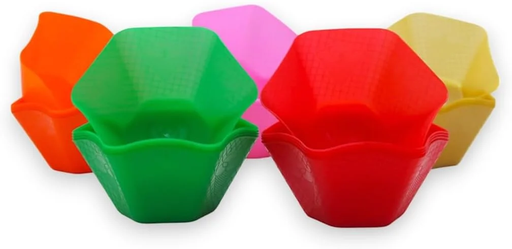 ست ظروف بستنی و قاشق مهمانی - 55 تکه کاسه و قاشق دسر یکبار مصرف بدون BPA برای بستنی، پودینگ، تنقلات - رنگارنگ، بادوام، تمیز کردن آسان - ایده آل برای جشن تولد کودکان و جشن ها.