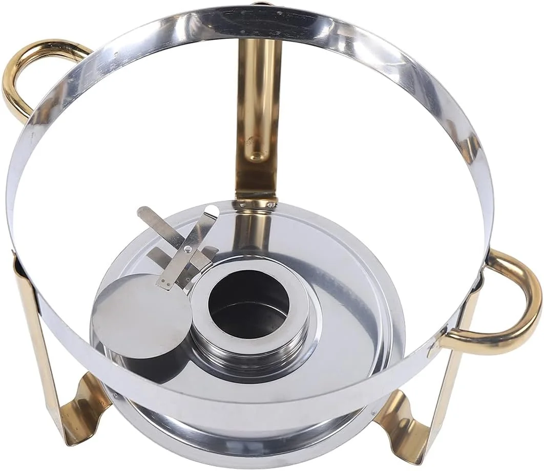 گرمکن غذا استیل 4 لیتری، ظرف گرم نگهدارنده غذا، گرمکن بوفه گرد، دستگاه گرم کننده سوپ برای مهمانی ها، بوفه ها، عروسی ها، جشن ها و مراسم پذیرایی