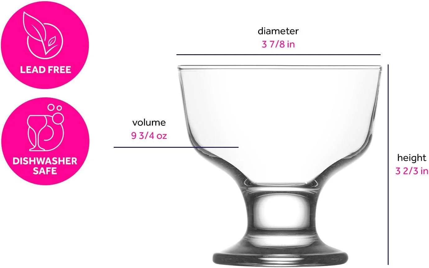ظروف بستنی خوری لاو، بسته 6 عددی - جام های دسر شیشه ای برای بستنی، 280 میلی لیتر - جام های دسر شیشه ای - ظروف بستنی خوری شفاف - ساخت اروپا