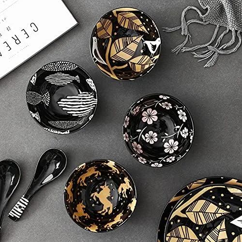 کاسه طرح دار 4.5 اینچی، مناسب برنج، سوپ، ضد چسبندگی، سرامیکی، با لعاب رنگی، کاسه کوچک دسر برای غلات، کاسه و سوپ (رنگ: استایل 8)