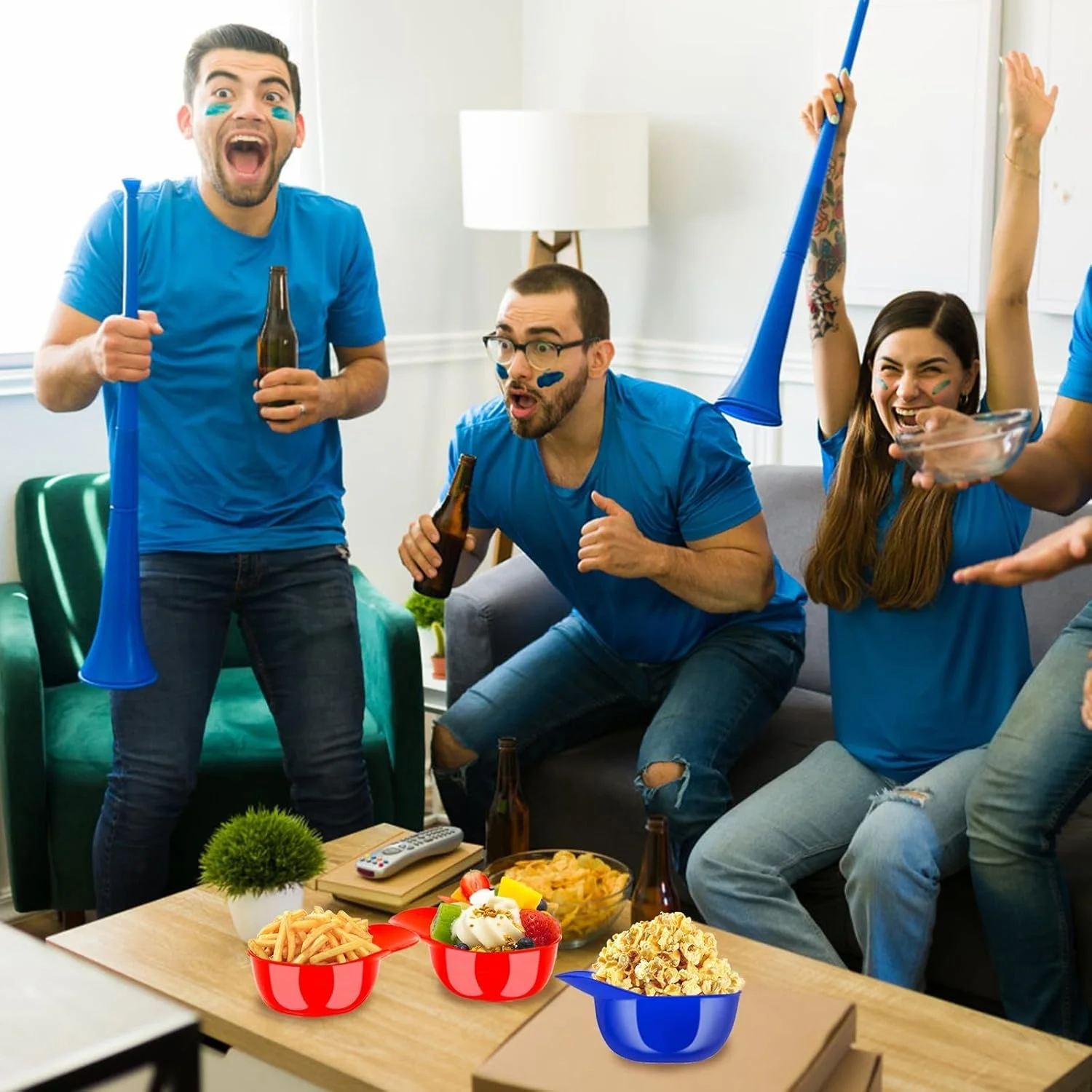 بسته 48 عددی مینی کاسه های دسر بستنی طرح کلاه بیسبال، فنجان های اسنک مهمانی برای لوازم جشن تولد (قرمز، آبی و سفید)