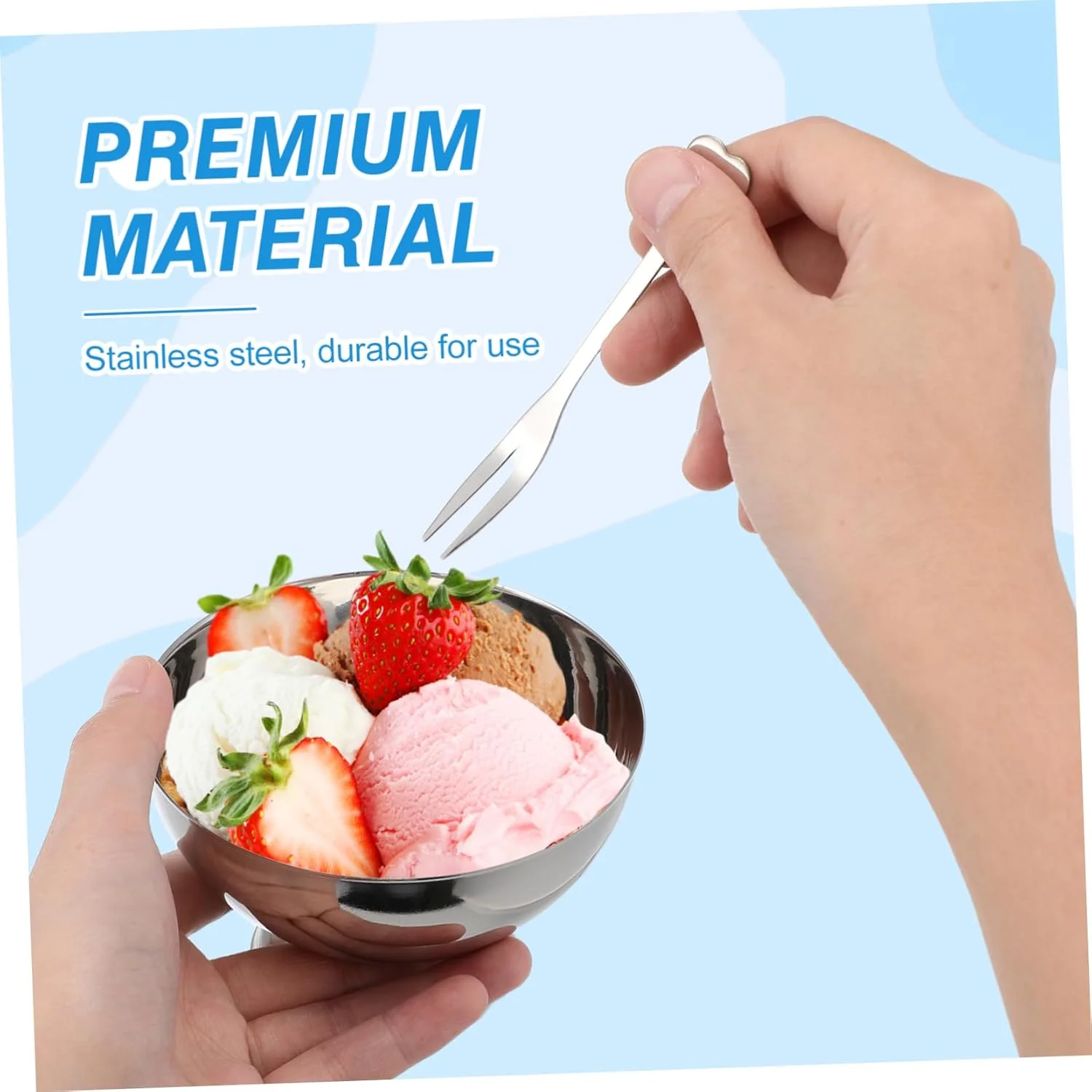 یک عدد کاسه بستنی خوری استیل، کاسه دسر گرد، کاسه دسر مینی، کاسه سالاد مهمانی، کاسه آب نبات، کاسه کوچک بستنی، کاسه آب نبات - نقره ای