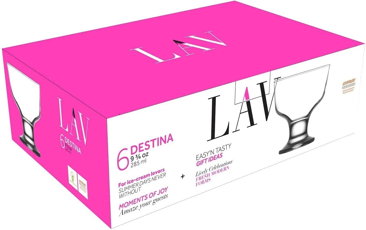 ظروف بستنی خوری لاو، بسته 6 عددی - جام های دسر شیشه ای برای بستنی، 280 میلی لیتر - جام های دسر شیشه ای - ظروف بستنی خوری شفاف - ساخت اروپا