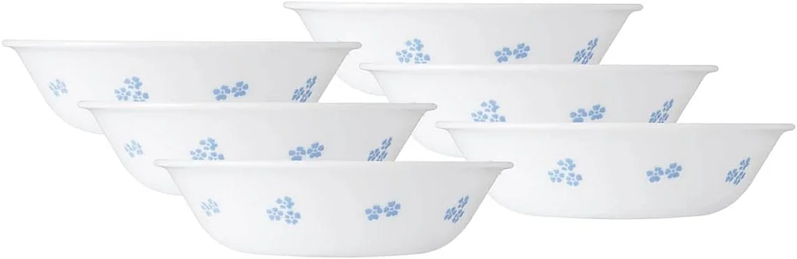 کاسه دسر 296 میلی لیتری Corelle Glass Livingware طرح باغ مخفی، بسته 6 عددی، سفید