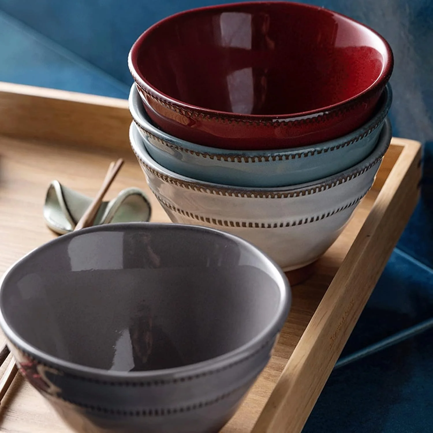 کاسه های سرامیکی COKYIS مناسب برای دسر، غلات، بستنی، سوپ، برنج، تنقلات و پیش غذا (12 * 6.5 سانتی متر) (رنگ: خاکستری)