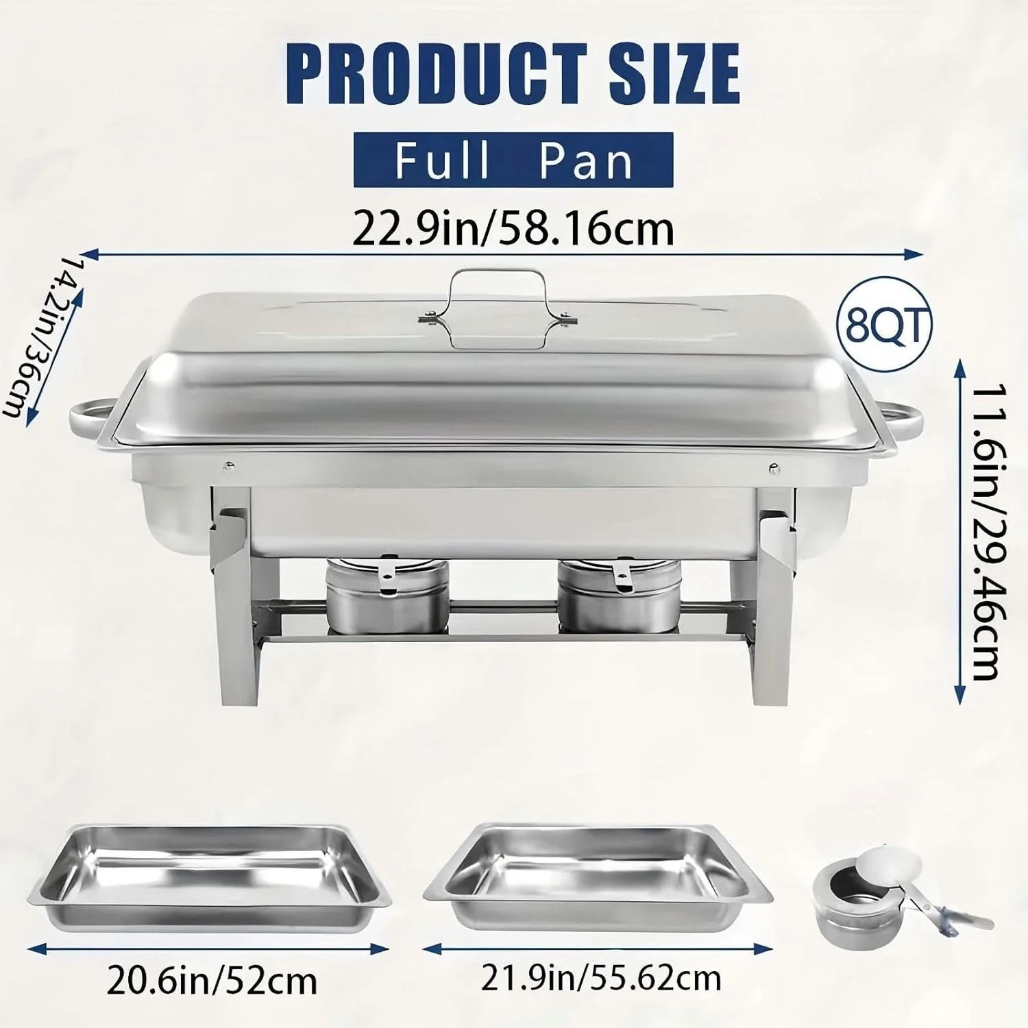 ظرف گرم نگهدارنده غذا استیل دو قلو COOLBABY با جایگاه سوخت، گرمکن بوفه با فریم تاشو، سینی گرم کننده غذا با درب برای مهمانی ها، عروسی ها، ضیافت ها و رویدادها