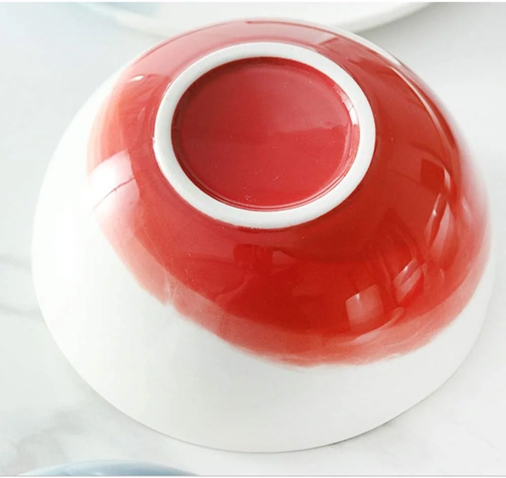 کاسه های آشپزخانه COKYIS، کاسه های سرامیکی به سبک کاسه برنج سرامیکی، سوپ، غلات، کاسه های دسر، کاسه برنج سرامیکی بدون لعاب ضد سوزش، کاسه سوپ ساده خانگی (رنگ: 2)