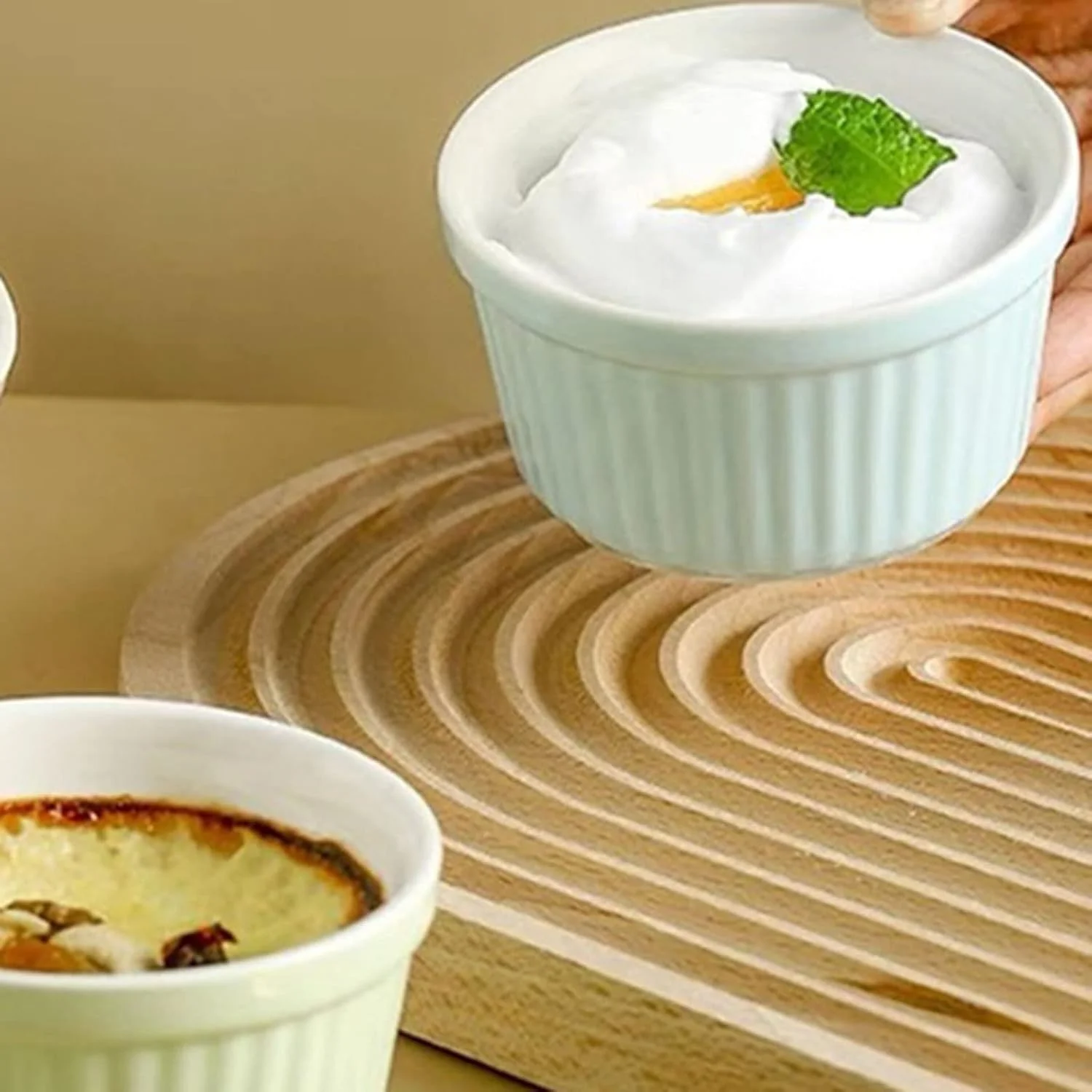 کاسه های آشپزخانه COKYIS، کاسه سرامیکی پخت، کاسه دسر مقاوم در برابر درجه حرارت بالا، کاسه پودینگ، کاسه تخم مرغ بخارپز، کاسه فر خانگی (رنگ: آبی تیره)