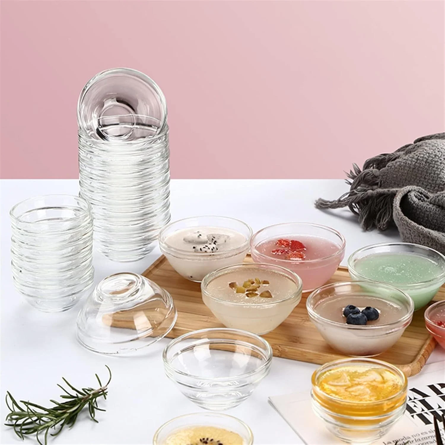 ظروف کاسه ای آشپزخانه COKYIS، 6 عدد، کاربردی، بادوام، شیشه ای، کاسه های پودینگ، کاسه های ژله، ظروف غذا، کاسه های دسر برای دوستان، همکاران، خانواده (رنگ: شفاف، اندازه: 7.5X3.5CM)