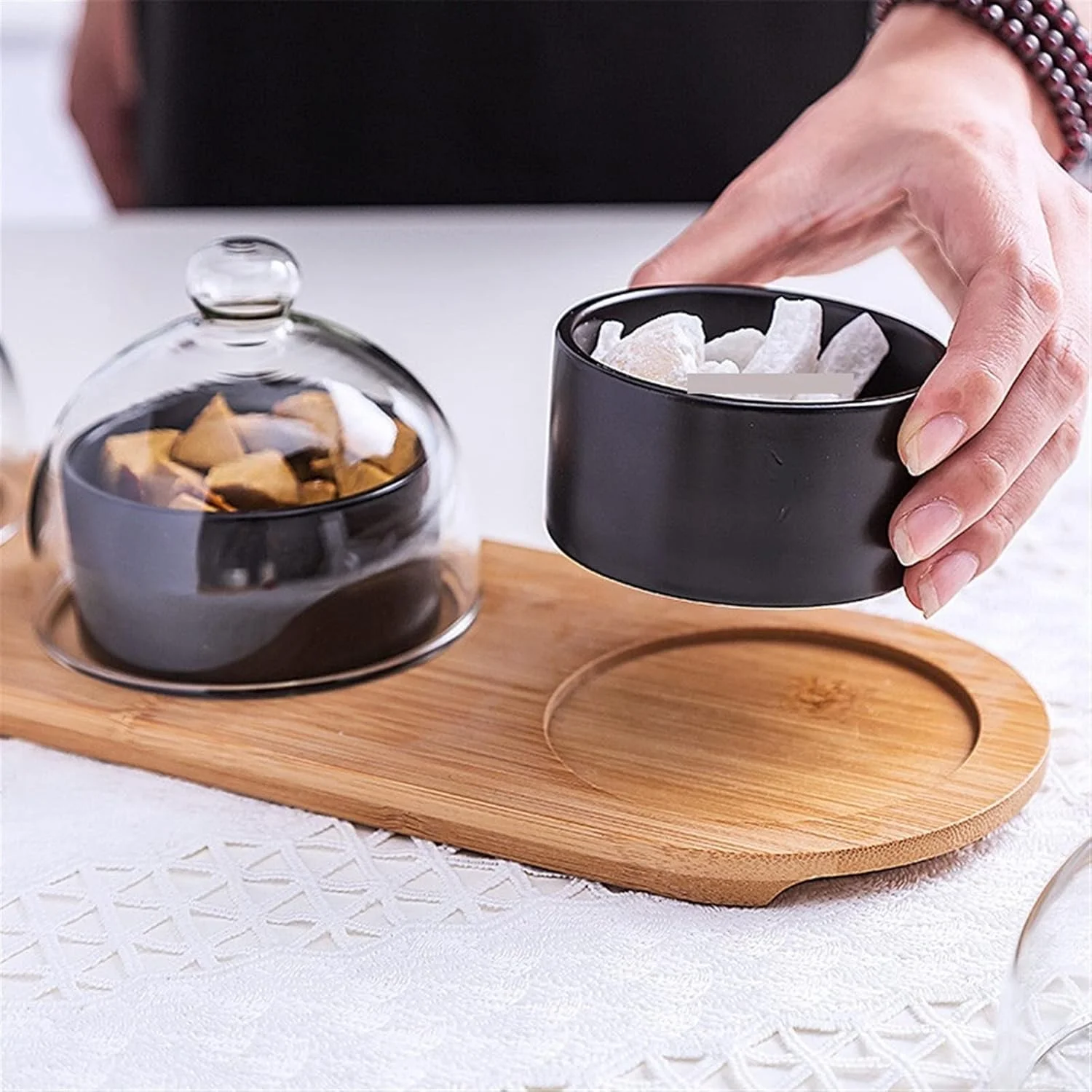 ظروف کاسه ای COKYIS برای ظروف آشپزخانه کاسه دسر سرامیکی مشکی بشقاب میوه پوشش شیشه ای خلاقانه بشقاب دسر خانگی بشقاب کیک میوه خشک (رنگ: تک رنگ)