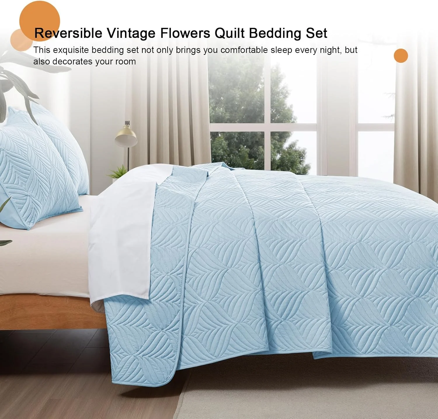 ست لحاف سه تکه طرح نهنگ، سایز کوئین، نرم و سبک، مدرن و هندسی، مناسب تمام فصول، آبی روشن