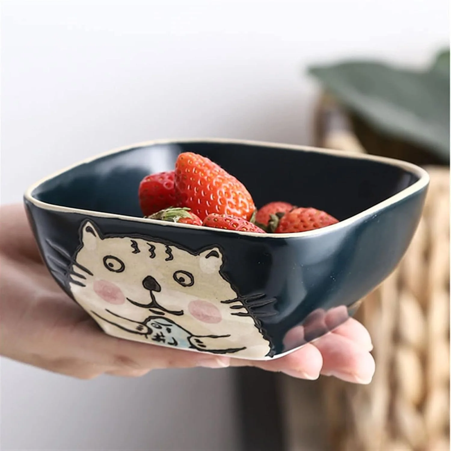 COKYIS Bowls For Kitchen Ceramic Dessert Bowl Bird's Nest Bowl Breakfast Cereal Bowl Yogurt Bowl Instant Noodle Bowl (Color : Hortel�, Size : OneColor)