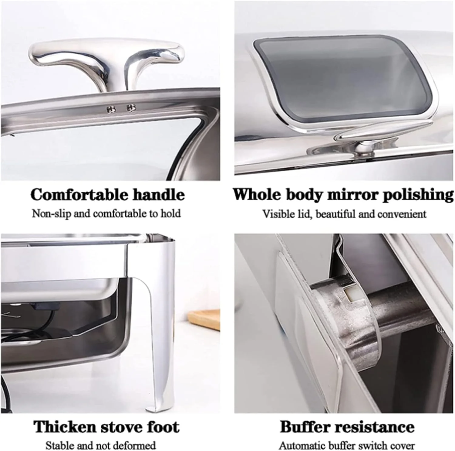 گرمکن غذای بوفه CHUANGRUN، ست بوفه گرمکن استیل ضد زنگ برقی با درب شیشه ای، ظرف گرمکن بوفه تجاری 13.5 لیتری، برای گرم نگه داشتن غذا